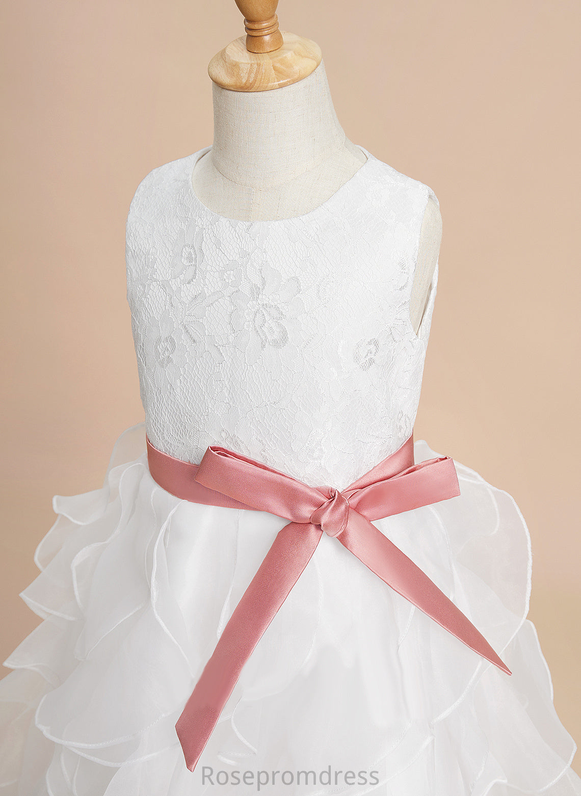 Neck Organza Ball-Gown/Princess Dress Flower Girl Dresses Parker Lace/Sash - Girl Scoop With Sleeveless Tea-length Flower