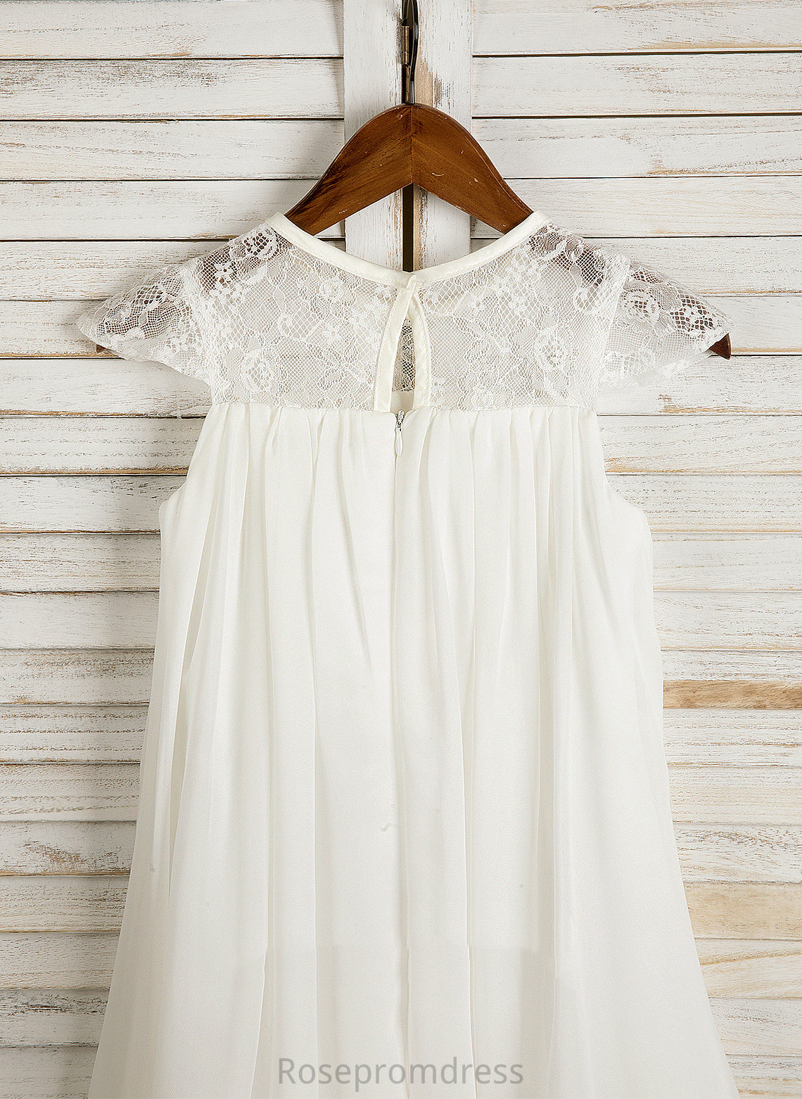 A-Line Flower Girl Dresses Cristina Scoop Sleeveless Girl Flower Lace/Flower(s) - Chiffon With Dress Tea-length Neck