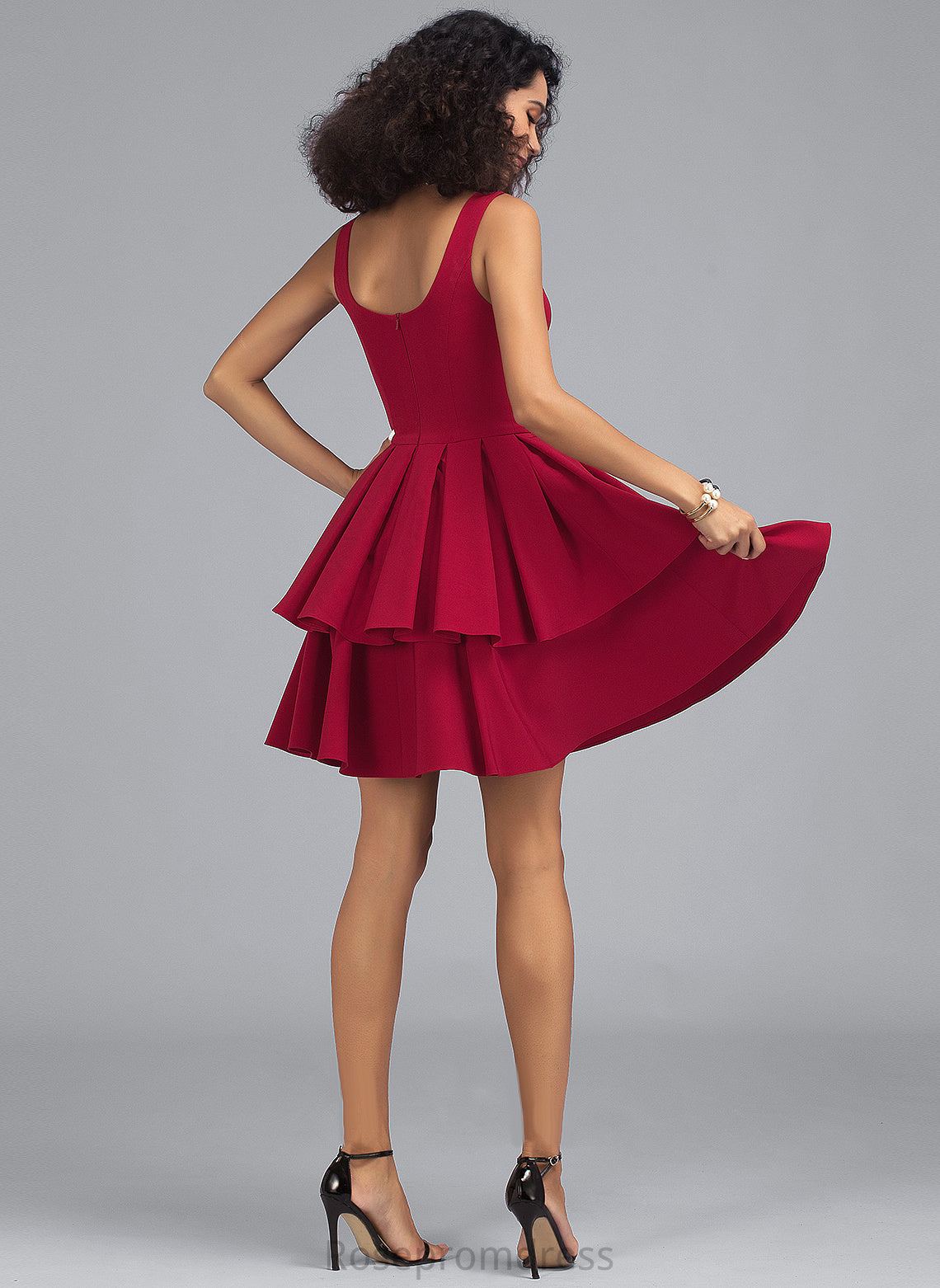 V-neck Ruffles Short/Mini Homecoming Dresses Homecoming Princess A-Line With Crepe Dress Cascading Stretch