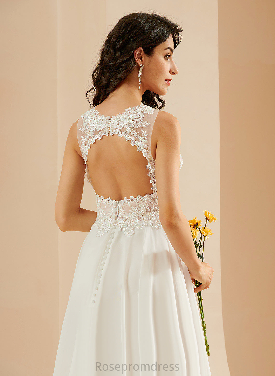 Dress Sequins Chiffon A-Line Wedding Dresses Lace V-neck Nancy Knee-Length Wedding With