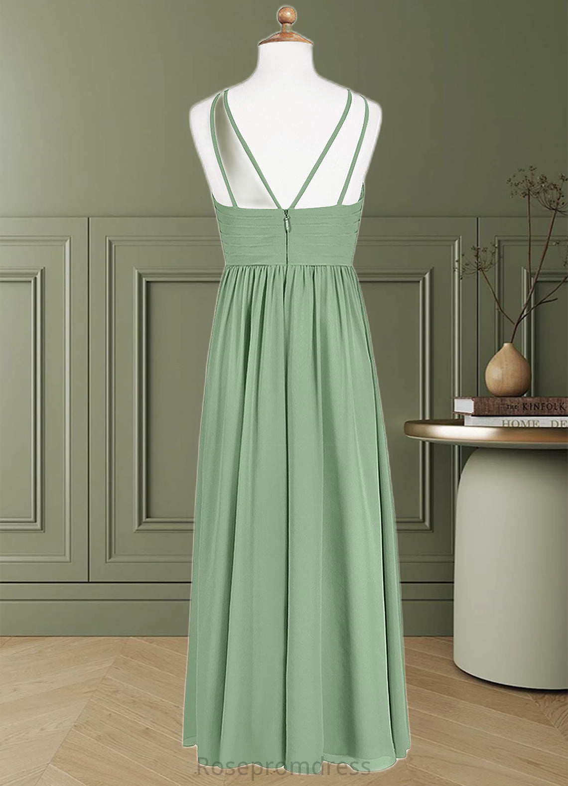 Naomi A-Line Pleated Chiffon Floor-Length Junior Bridesmaid Dress SRSP0019968