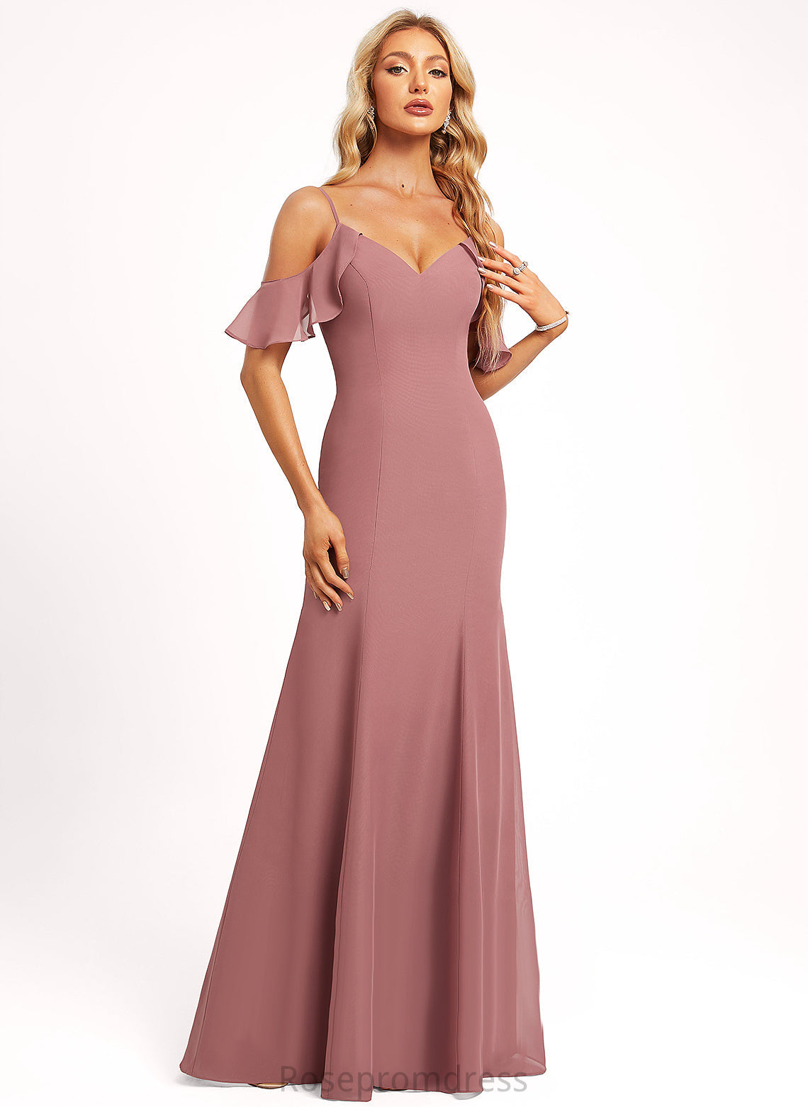 Straps&Sleeves BackStyle SpaghettiStraps Silhouette Trumpet/Mermaid Length Fabric Floor-Length Sleeveless Aniyah A-Line/Princess Stretch Satin Bridesmaid Dresses