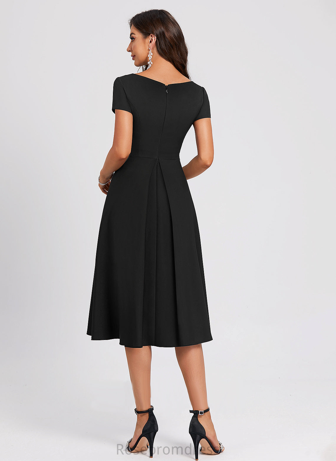 Sherry Dress Crepe Cocktail Dresses V-neck A-Line Knee-Length Stretch Cocktail