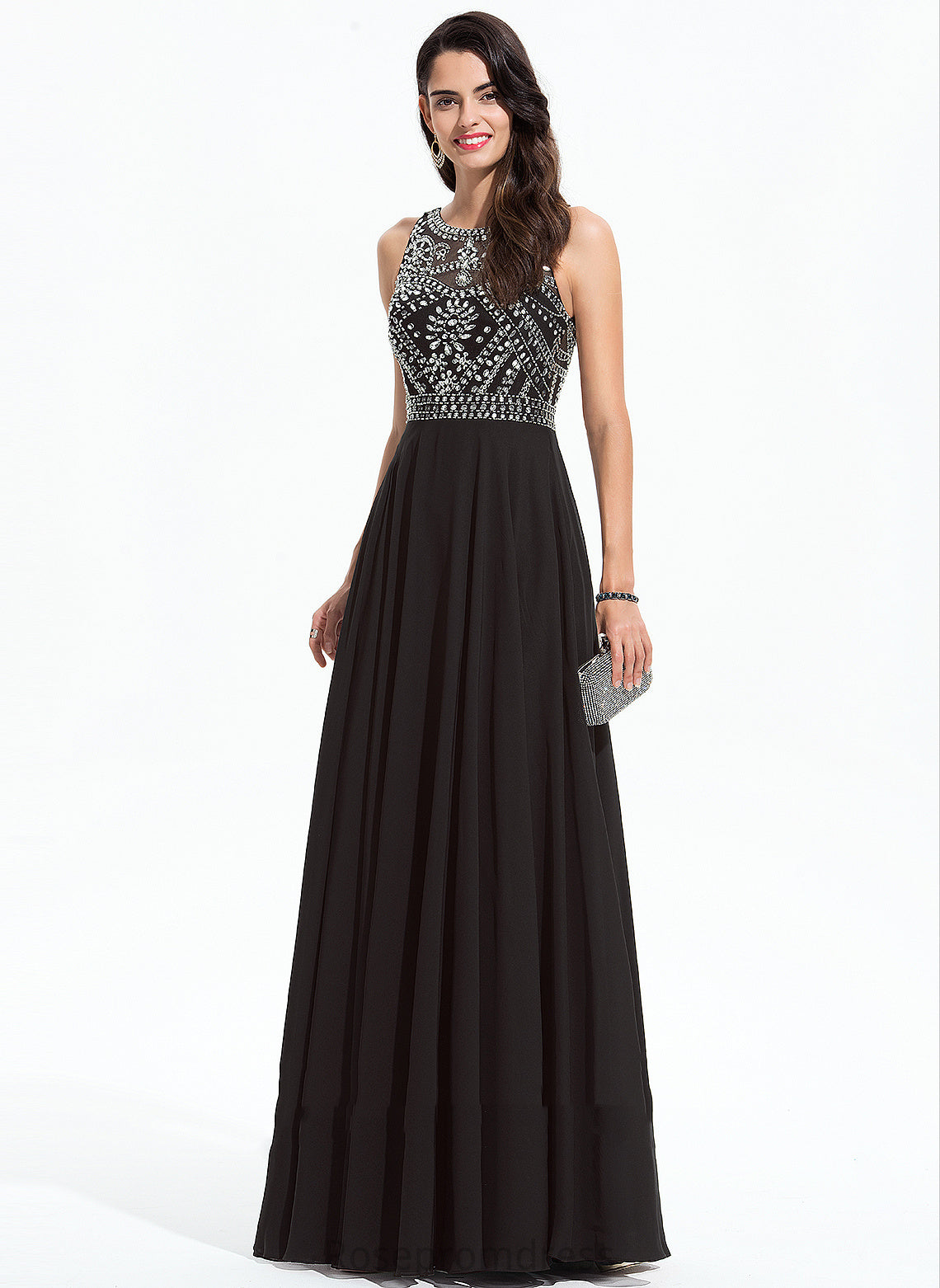 Beading Skyla Scoop With Prom Dresses A-Line Chiffon Floor-Length Sequins