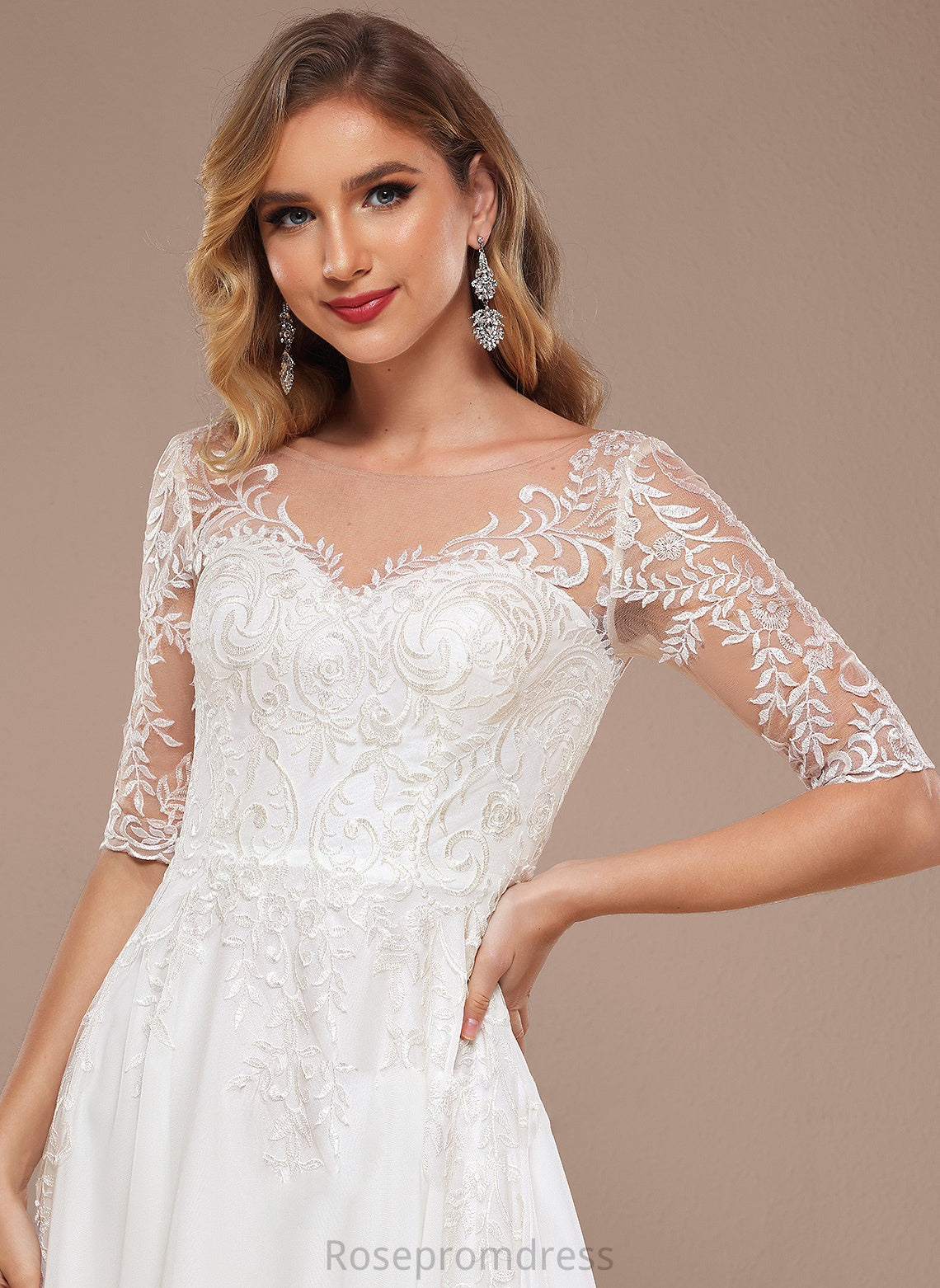 V-neck A-Line Dress Irene Lace Wedding Dresses Floor-Length Wedding Chiffon