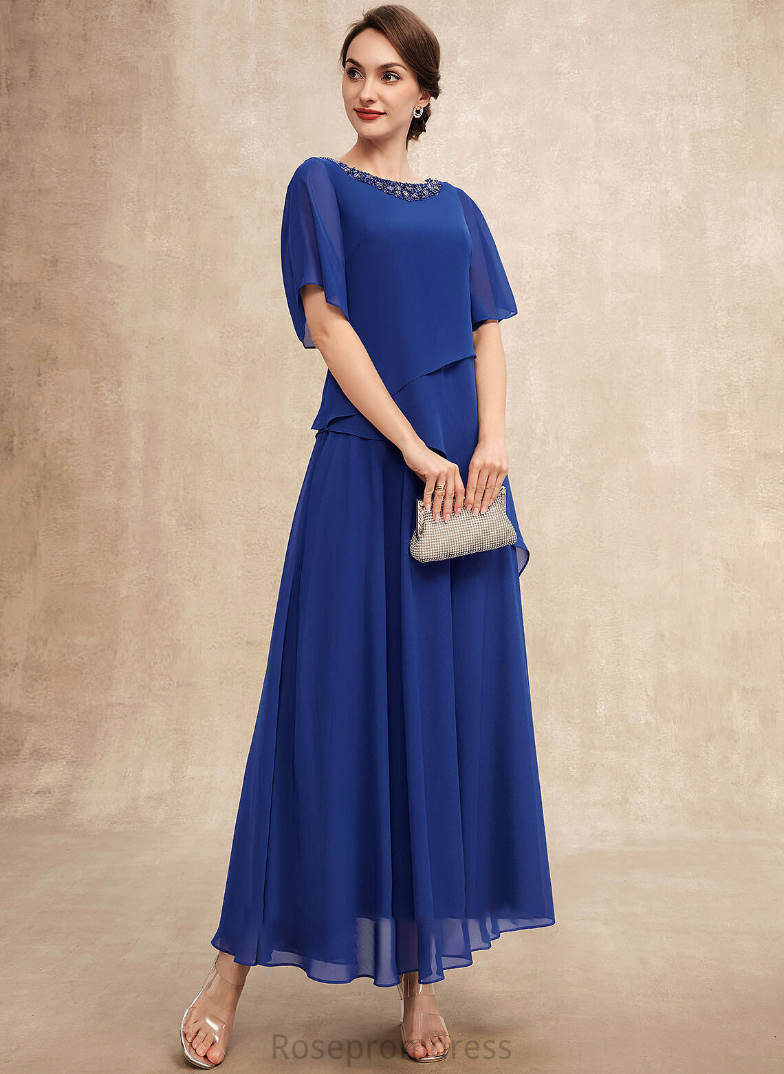 Dress Mother of the Bride Dresses of Neck Ankle-Length Chiffon Beading Scoop Alanna A-Line With Bride Mother the