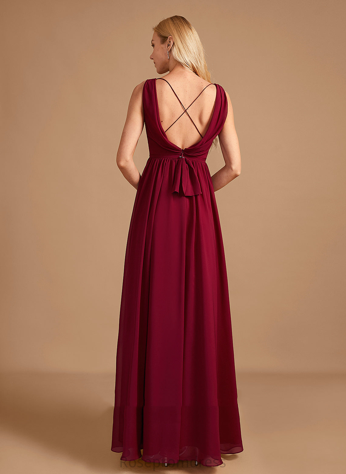 A-Line Embellishment Silhouette Bow(s) Length Fabric Neckline Floor-Length HighNeck Lea Spaghetti Staps Floor Length Bridesmaid Dresses