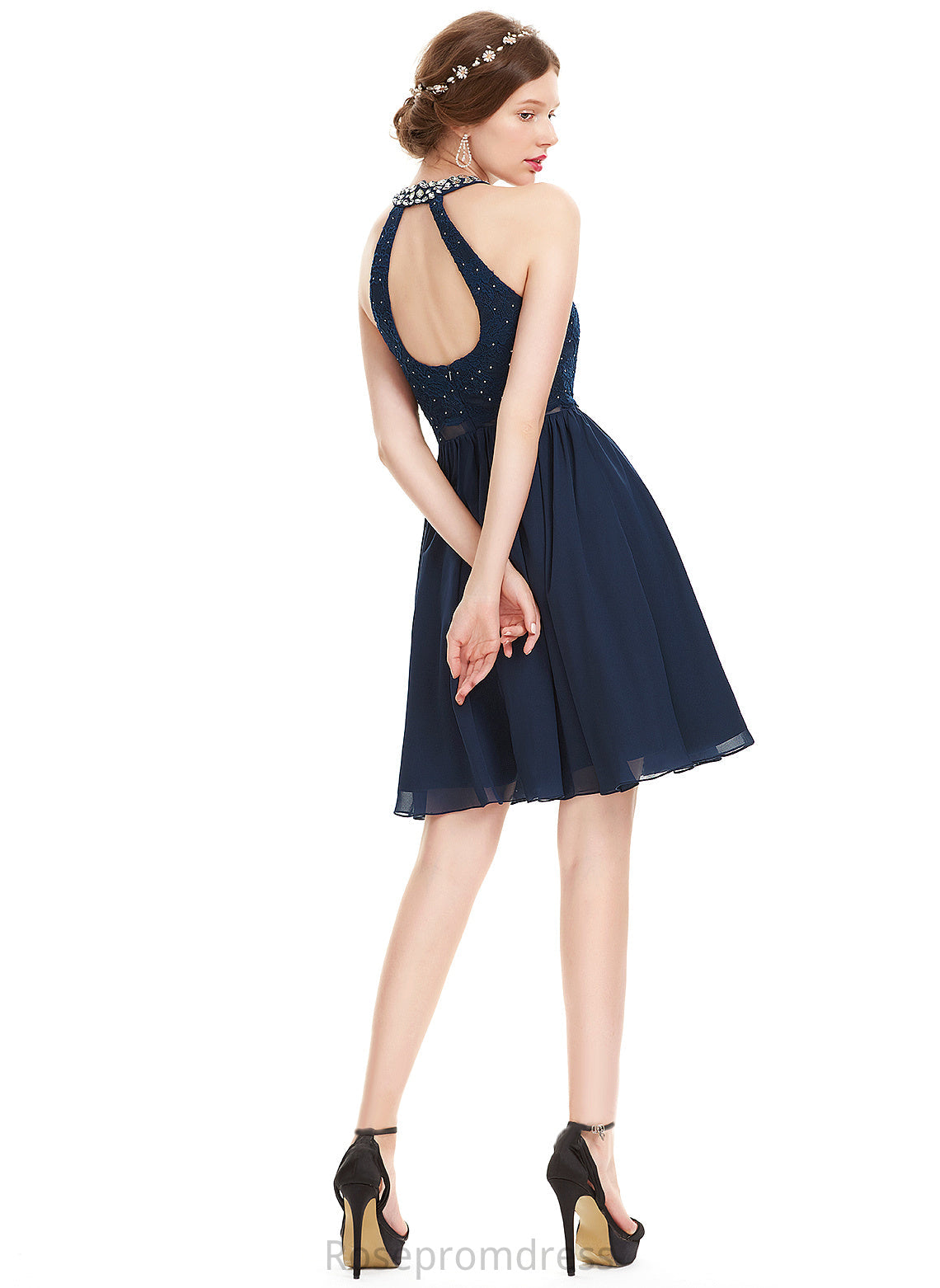 Chiffon Scoop With Homecoming Beading Dress Sequins Homecoming Dresses Aspen Knee-Length A-Line Neck