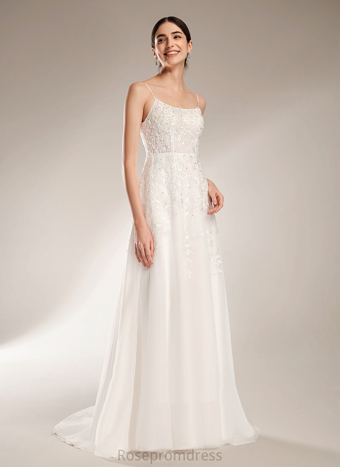 Lace Tulle Ashtyn Wedding Dresses Dress Square Wedding Sequins Neckline Train A-Line With Court Beading