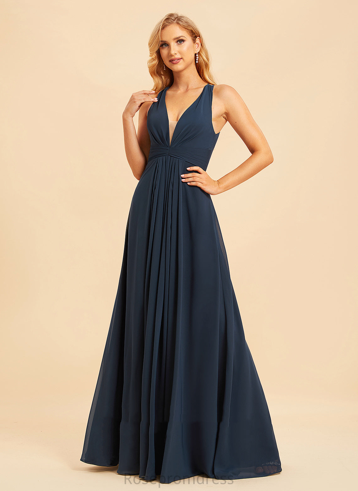 Neckline Length Floor-Length A-Line Ruffle Silhouette Fabric Embellishment V-neck Kaya Floor Length Stretch Satin Bridesmaid Dresses