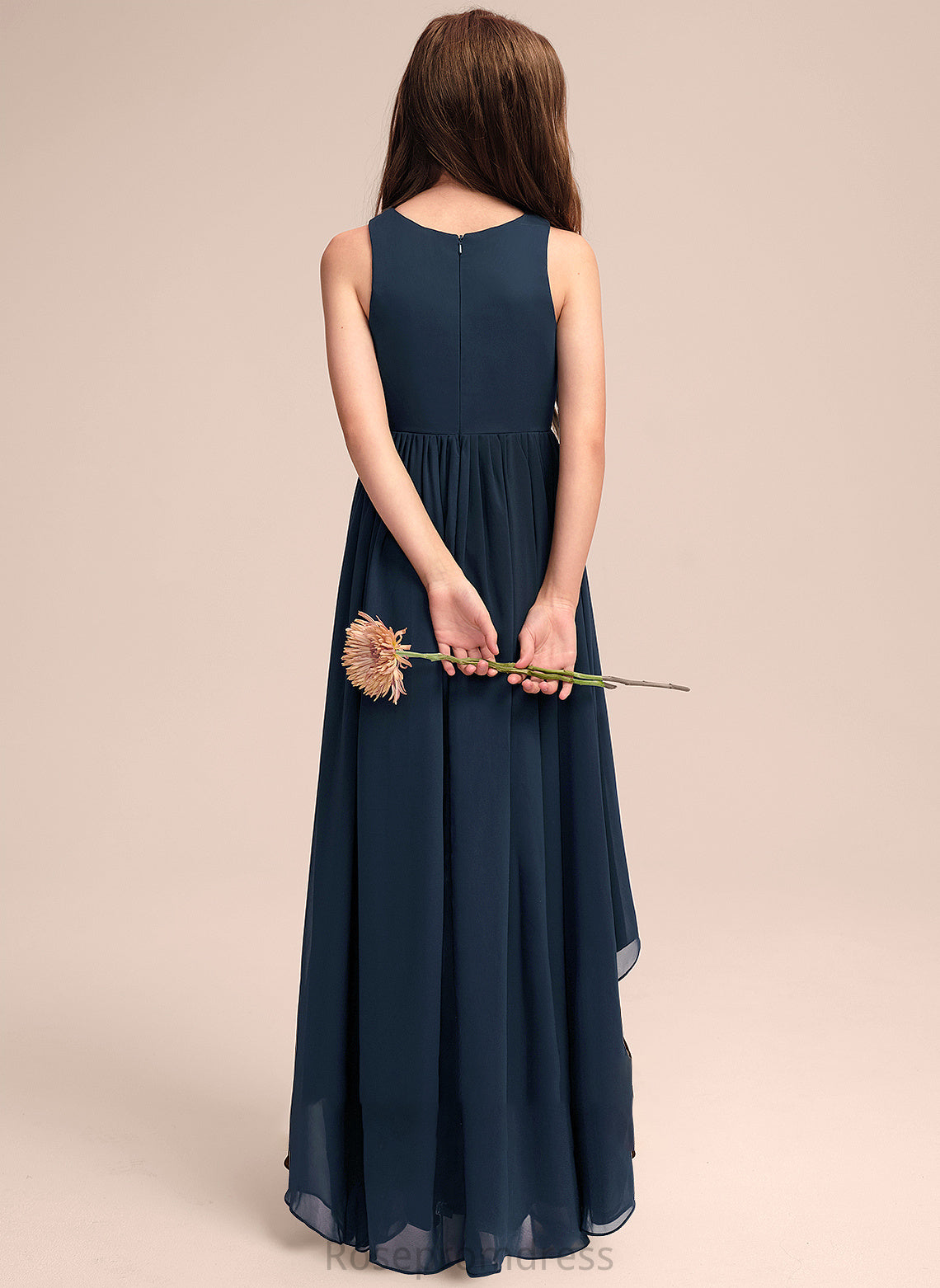 Neck Scoop Asymmetrical A-Line Lauryn Junior Bridesmaid Dresses Chiffon