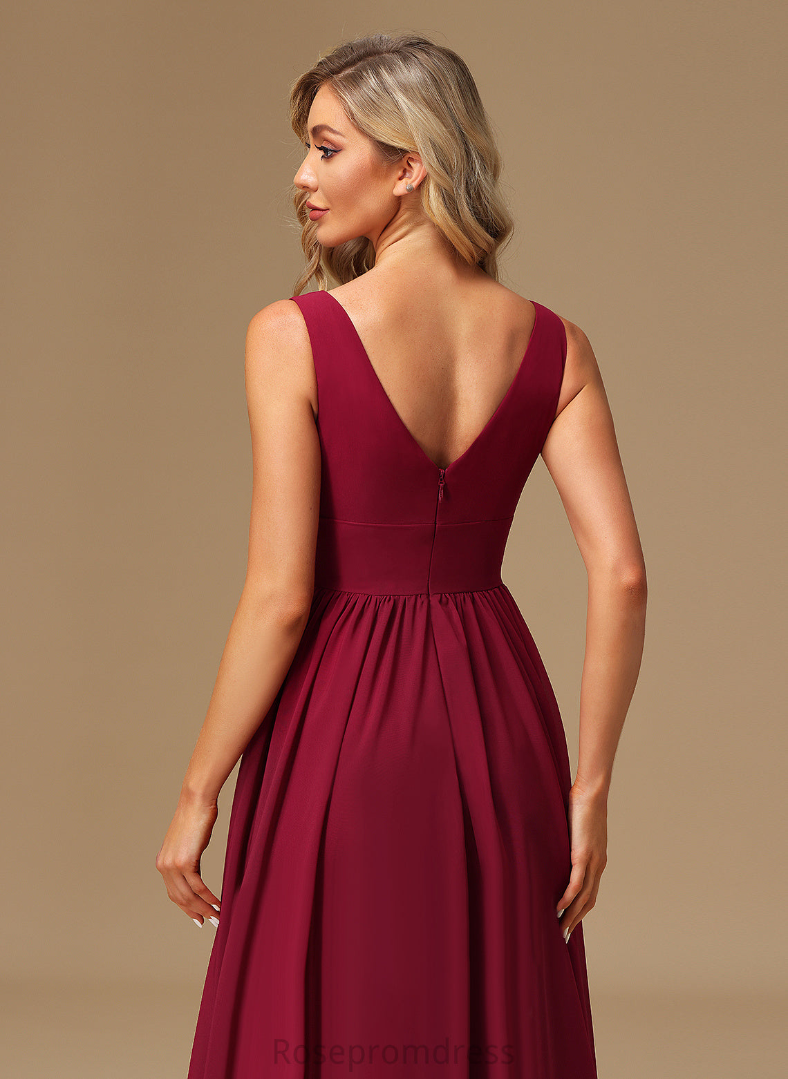 SplitFront V-neck Fabric Floor-Length Silhouette Neckline Length A-Line Embellishment Veronica Sleeveless Scoop Bridesmaid Dresses