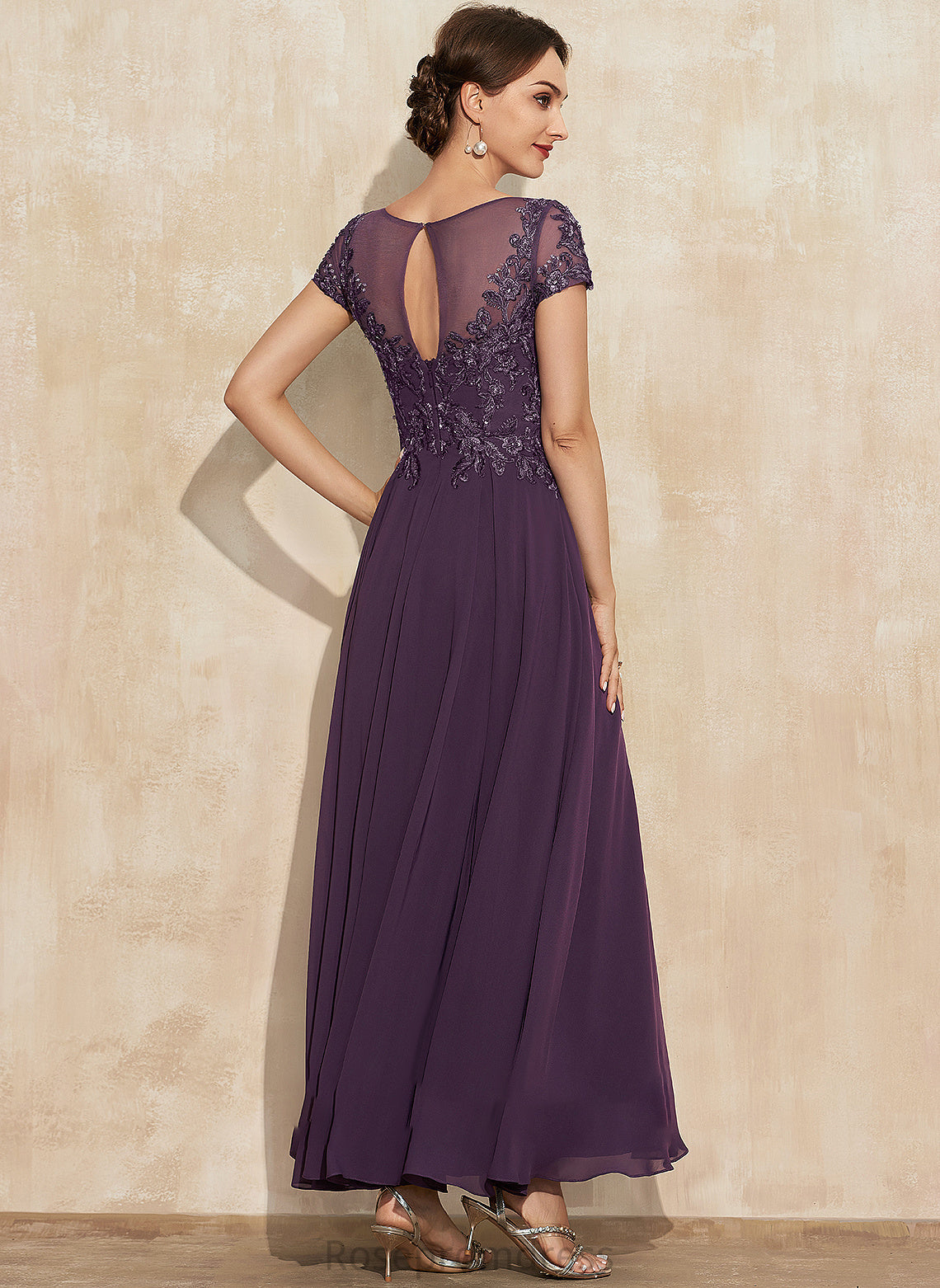 With Chiffon Jaycee A-Line Lace Scoop Ankle-Length Mother Neck Dress Sequins Mother of the Bride Dresses the Bride of