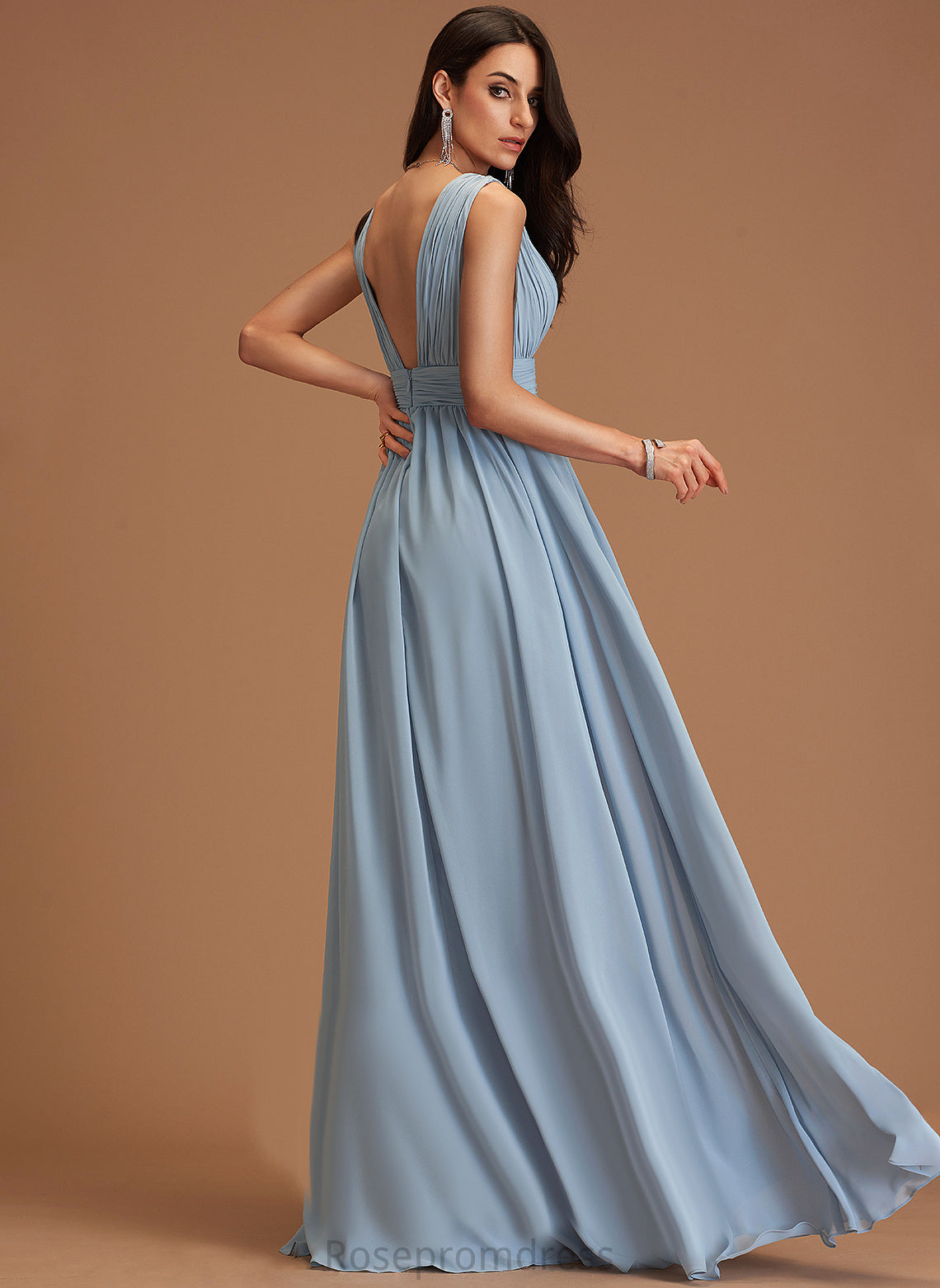 Length Fabric Neckline Pleated A-Line Embellishment V-neck Floor-Length Silhouette Chasity Spaghetti Staps A-Line/Princess Bridesmaid Dresses