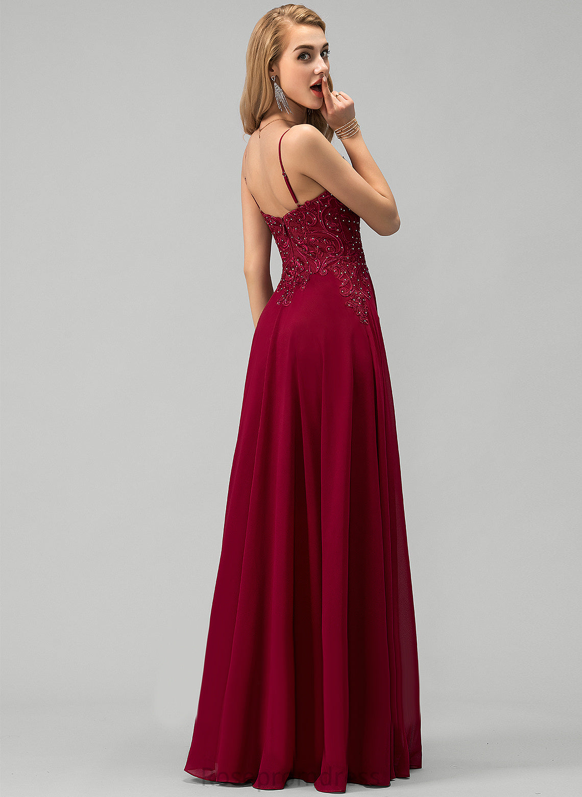 With Prom Dresses Sequins Beading Floor-Length Jaida Chiffon A-Line Sweetheart