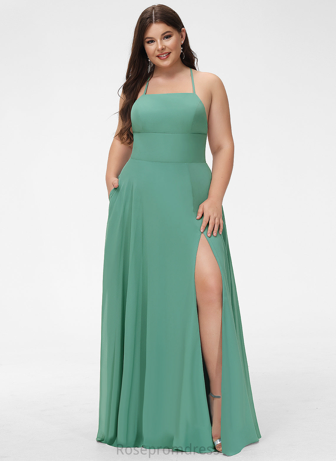 Chiffon Floor-Length Prom Dresses Vivian A-Line Square