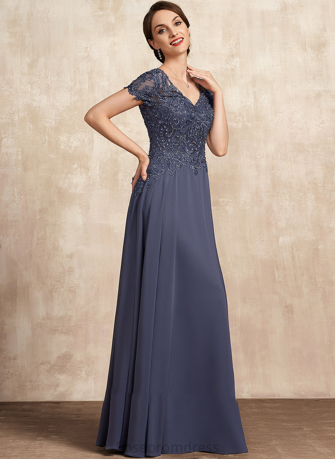 Sequins Mother of the Bride Dresses Dress Jazlene V-neck Chiffon Bride the Lace A-Line Mother Beading With of Floor-Length