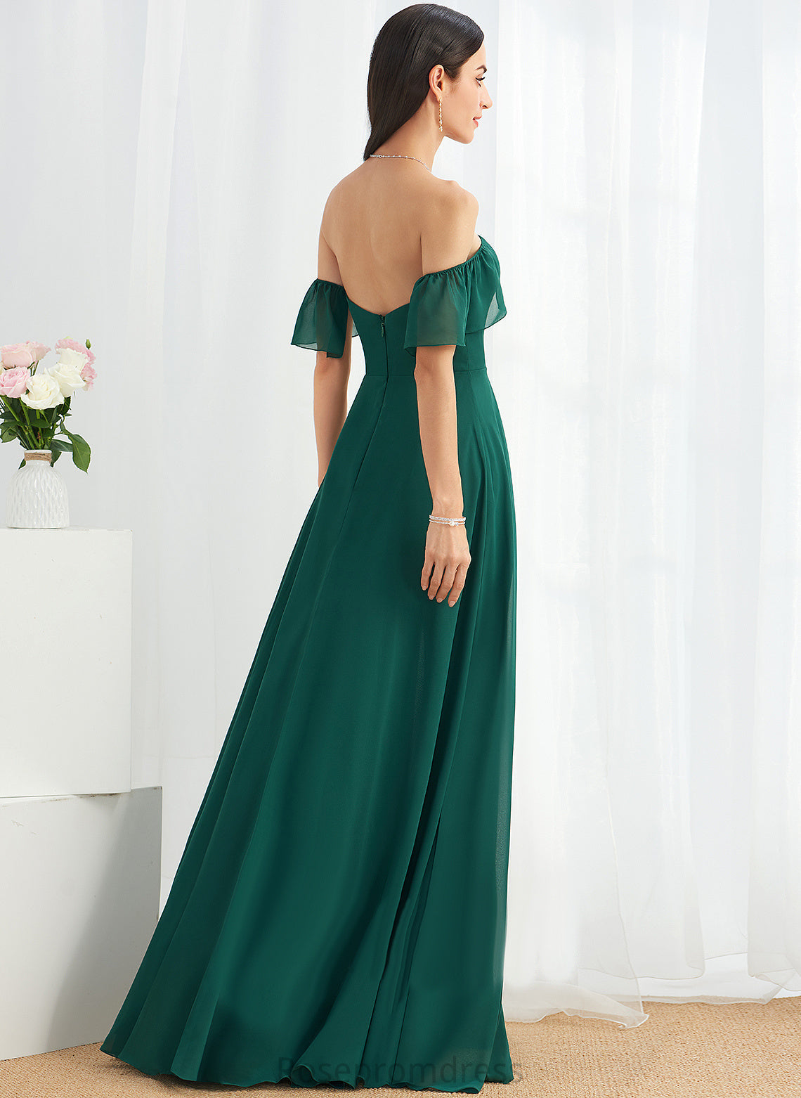 Embellishment Neckline Length Fabric A-Line Silhouette Off-the-Shoulder Floor-Length SplitFront Millie Floor Length Sleeveless Bridesmaid Dresses