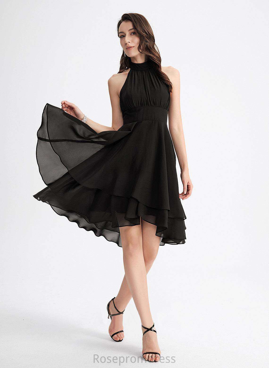 Dress Chiffon Kassidy A-Line Asymmetrical Neck Pleated With Cocktail Scoop Cocktail Dresses