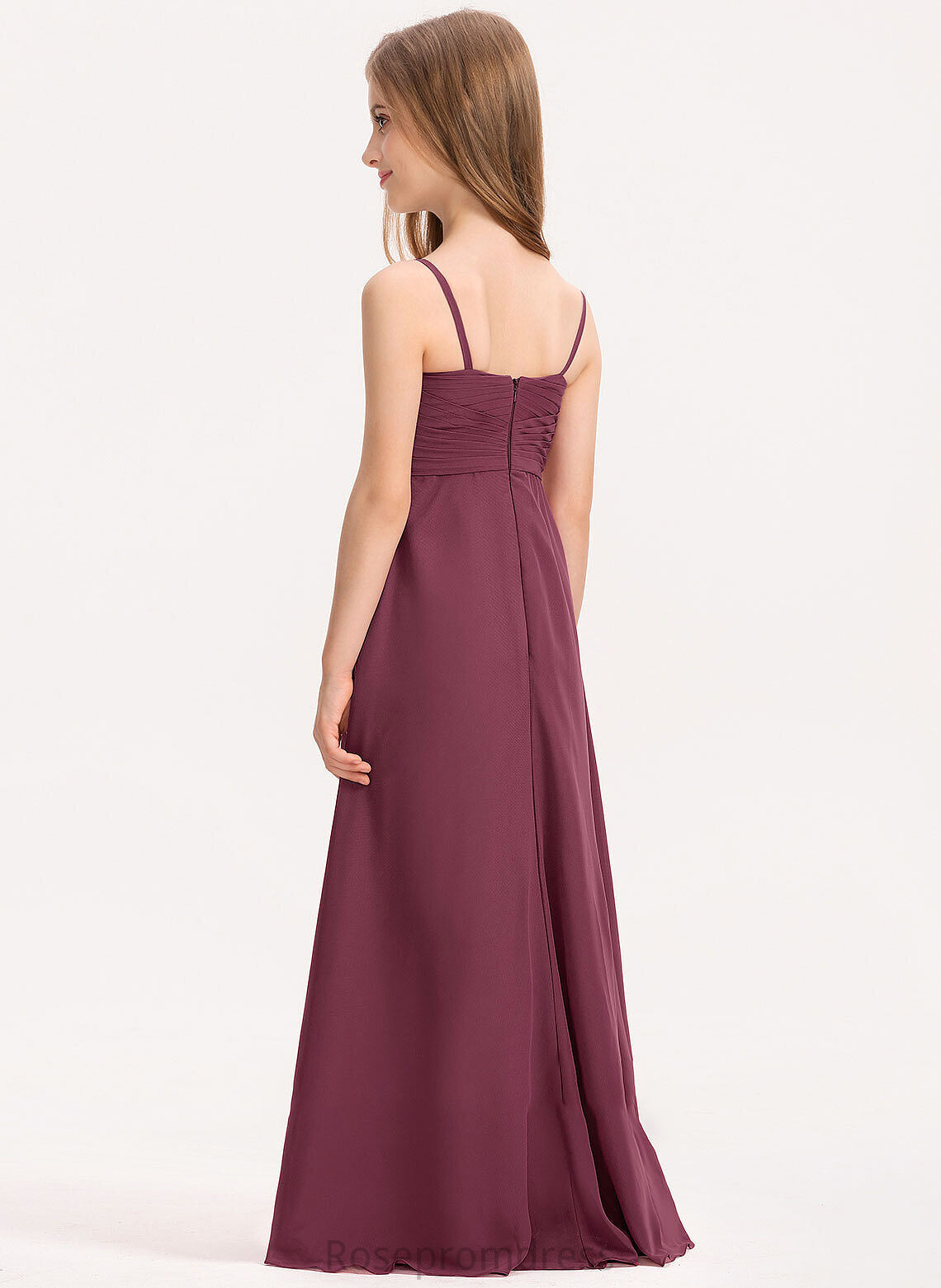 Junior Bridesmaid Dresses Chiffon A-Line Sweetheart Floor-Length With Ruffle Eliana