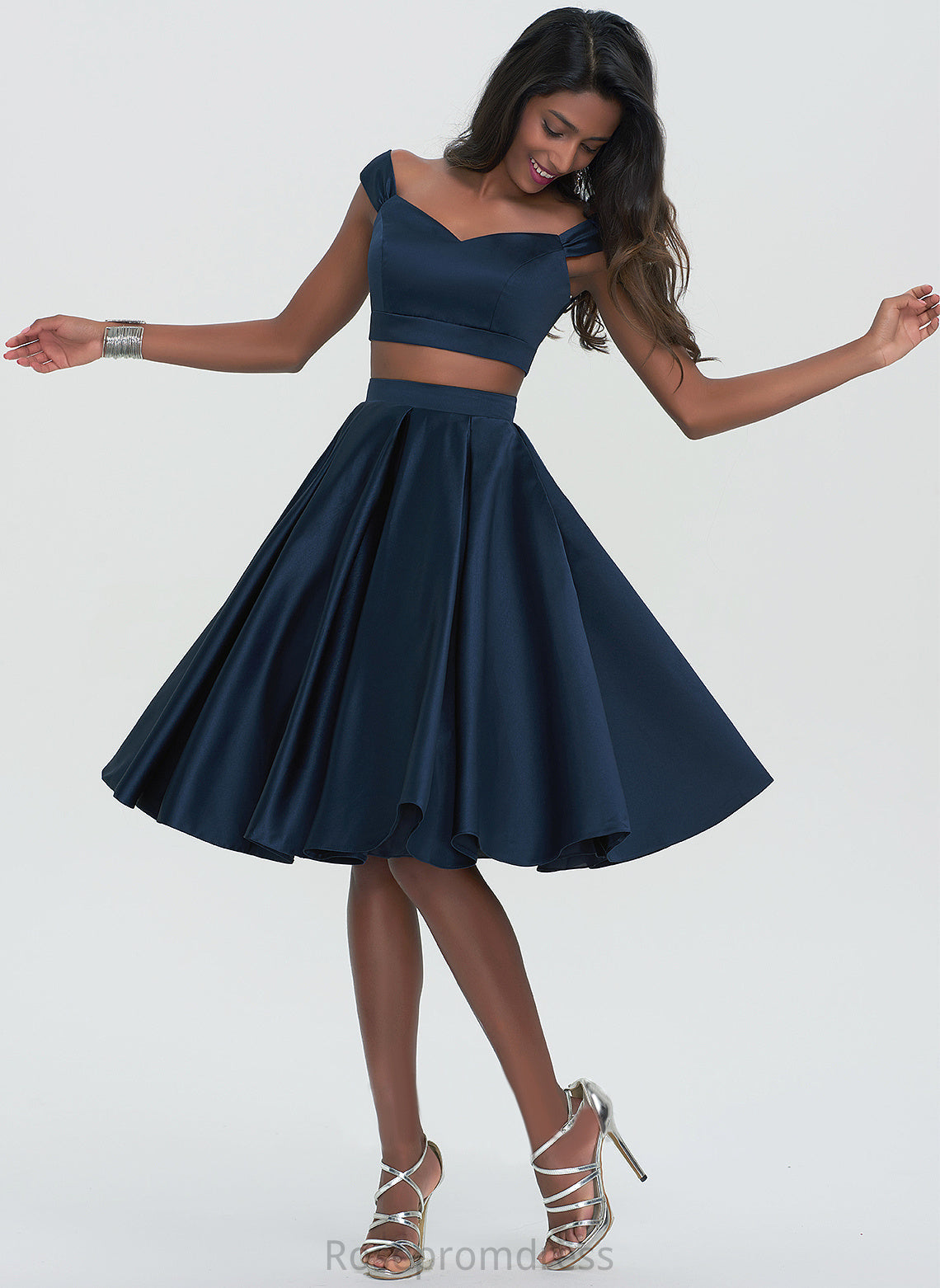 Satin Heidi Homecoming A-Line Off-the-Shoulder Sweetheart Homecoming Dresses Dress Knee-Length