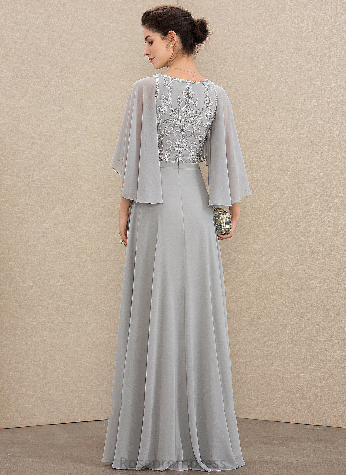 A-Line Viola Sequins Chiffon Mother Mother of the Bride Dresses of Dress Lace Floor-Length With V-neck the Beading Bride