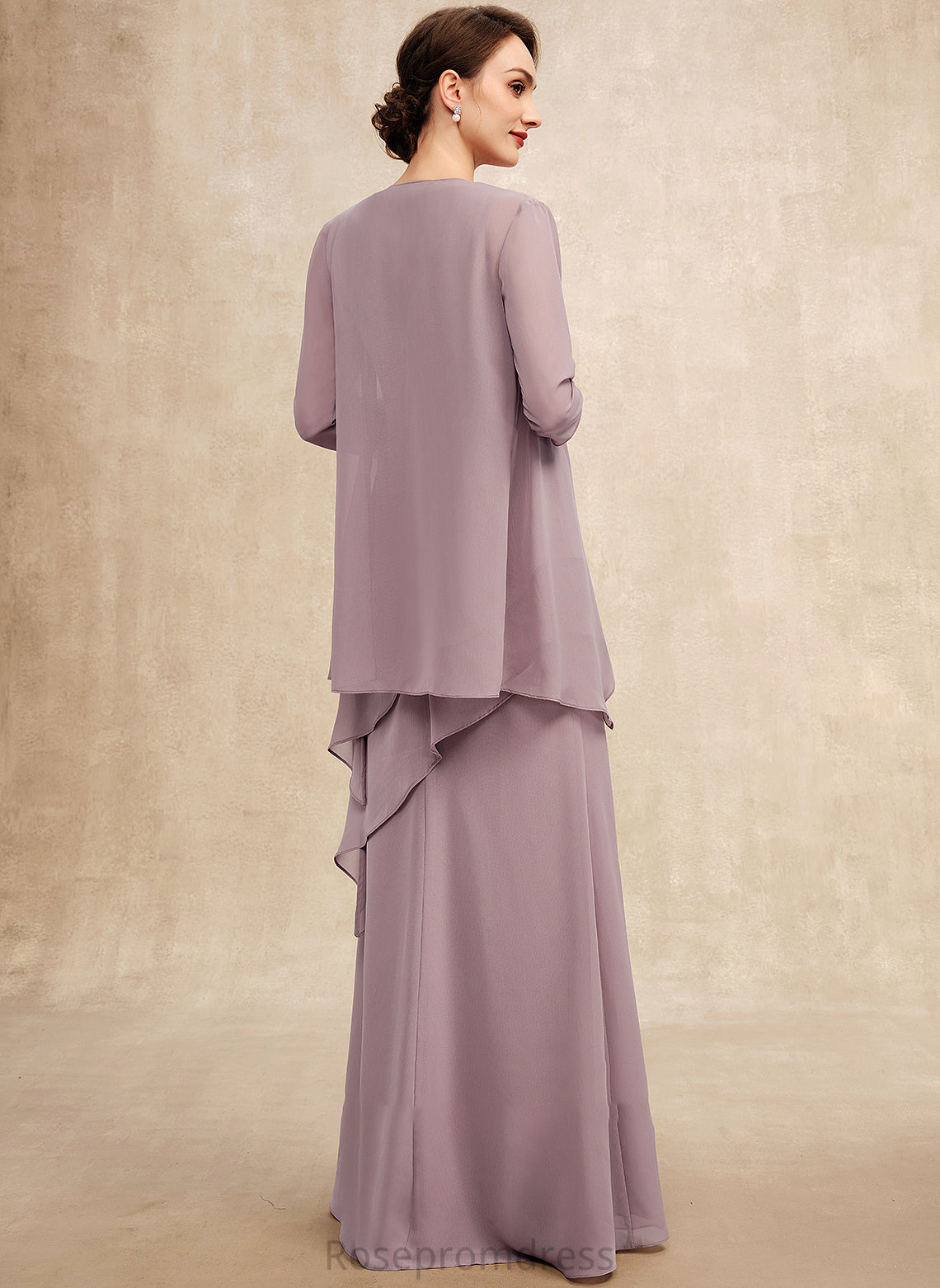 Alexa Dress Neck Scoop Floor-Length With Beading Mother of the Bride Dresses of the Bride Chiffon A-Line Mother