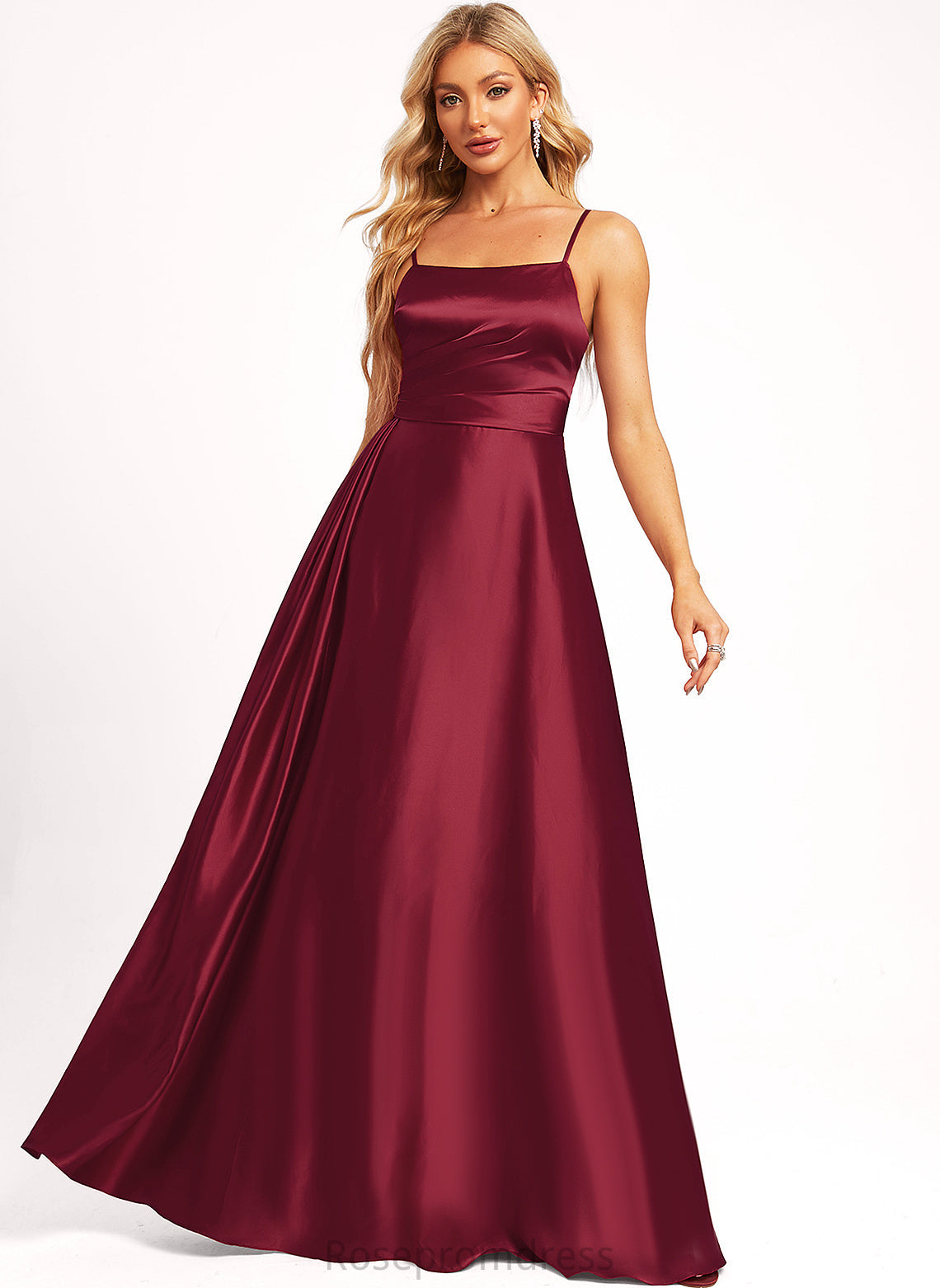 Sleeveless Neckline Floor-Length Silhouette BackStyle A-line Straps&Sleeves SpaghettiStraps Length Square Madeline Bridesmaid Dresses