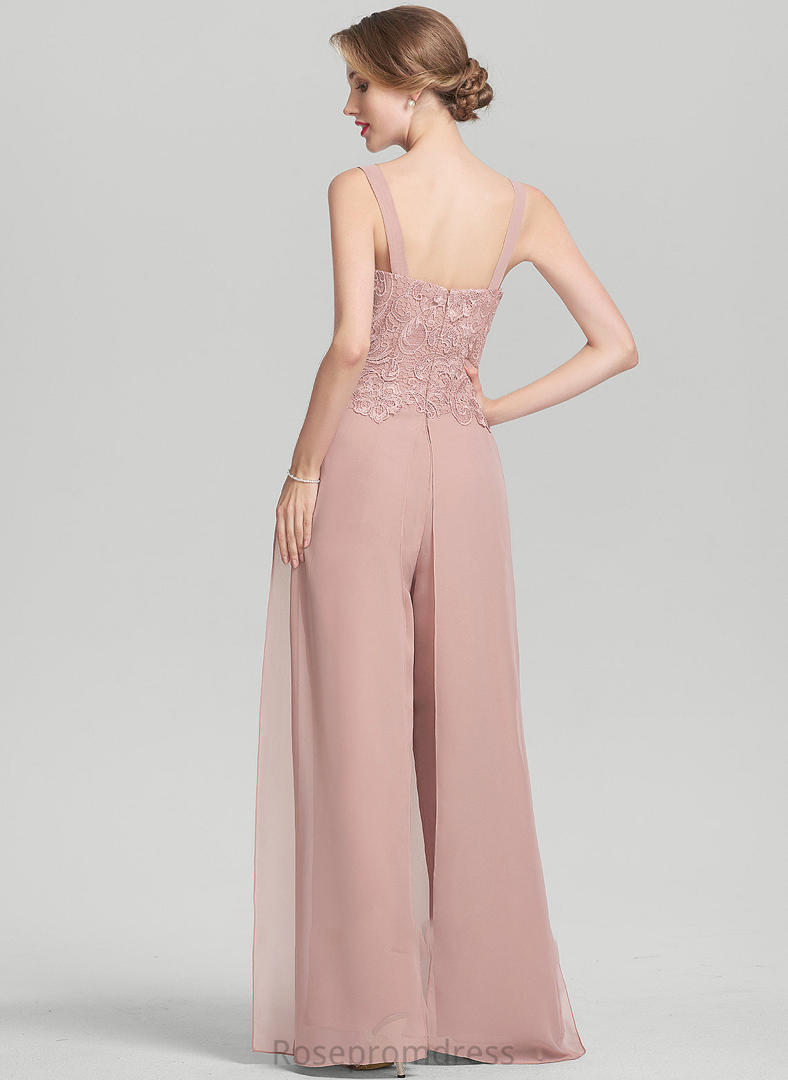 Dress Deanna Chiffon Jumpsuit/Pantsuit Square Bride Neckline Mother Mother of the Bride Dresses the Floor-Length Lace of