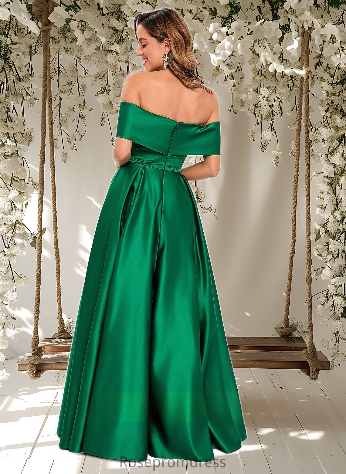 Kaylynn Ball-Gown/Princess Off the Shoulder Floor-Length Satin Prom Dresses DSP0025871