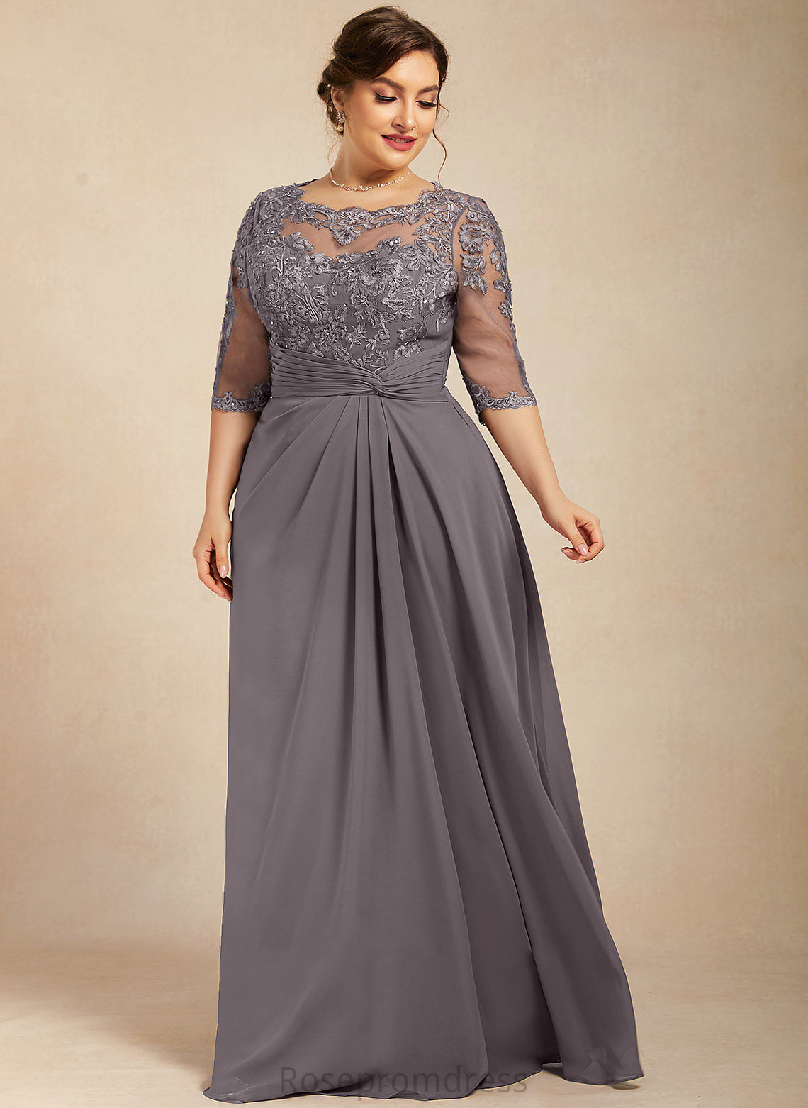 Chiffon the Mother of the Bride Dresses Beading Lace Mother Scoop Neck Bride Lana A-Line Floor-Length With of Dress Sequins