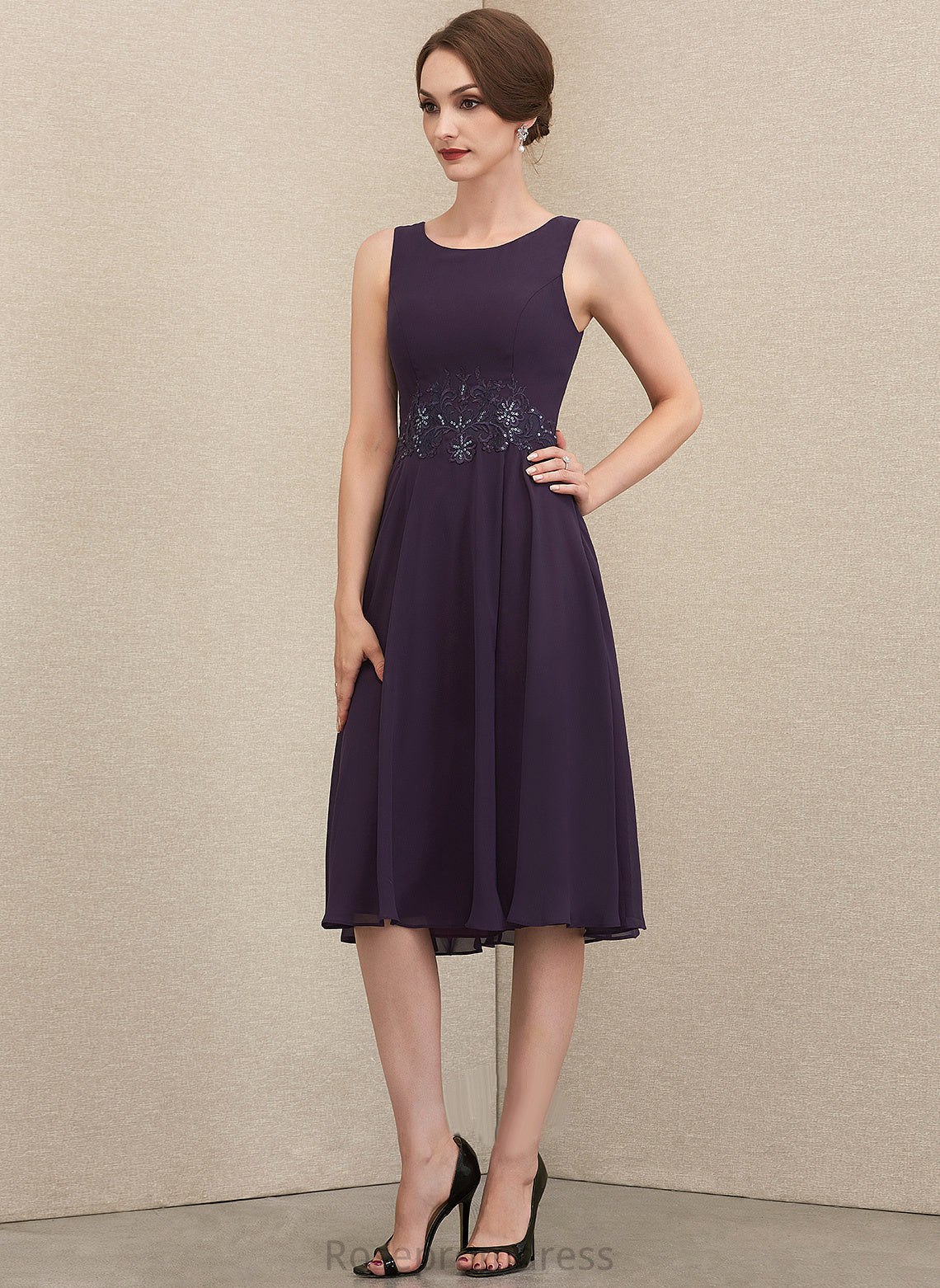 A-Line Knee-Length With the Dress Chiffon Scoop Lace Sequins Kristin Bride Neck Mother of the Bride Dresses of Mother