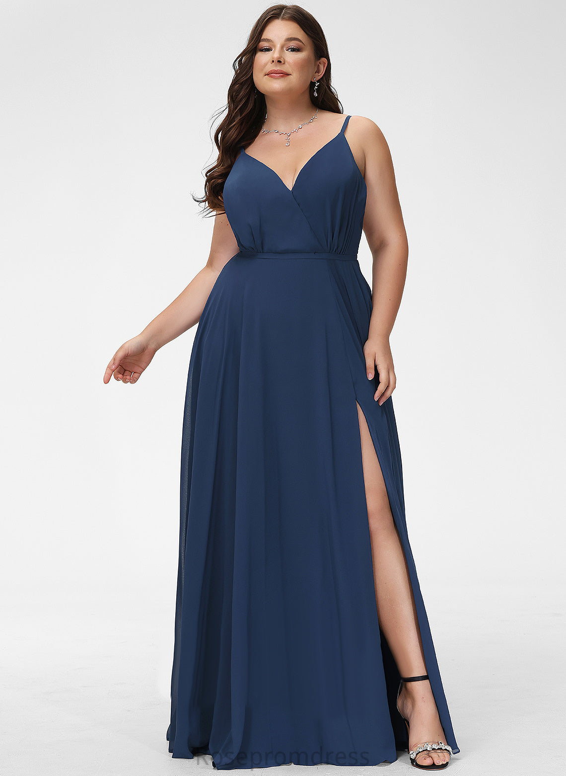 Silhouette Floor-Length Neckline Length Fabric A-Line Straps&Sleeves V-neck Melina Bridesmaid Dresses