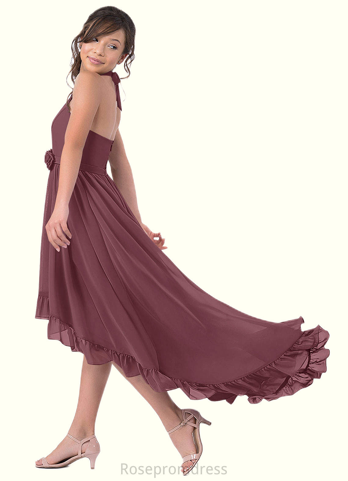 Phoenix A-Line Chiffon Asymmetrical Junior Bridesmaid Dress SRSP0019969