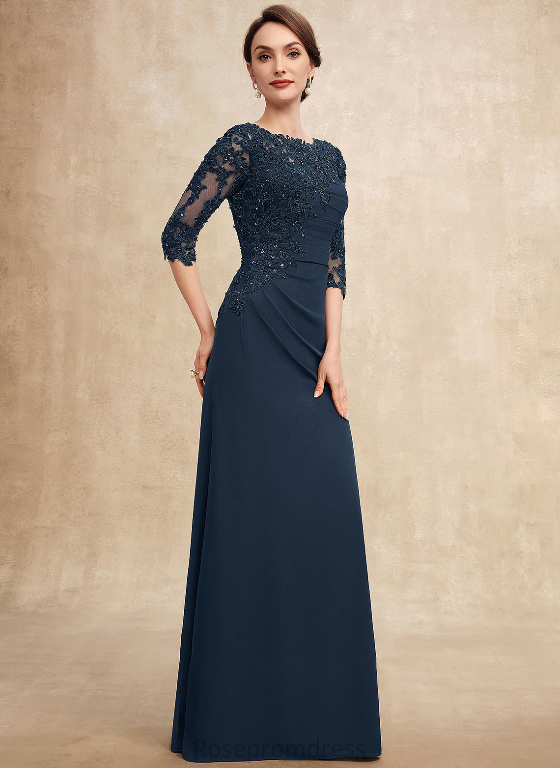 of Beading Dress Haley Floor-Length Scoop With Bride Neck Mother of the Bride Dresses Mother A-Line Chiffon Lace the Ruffle Sequins