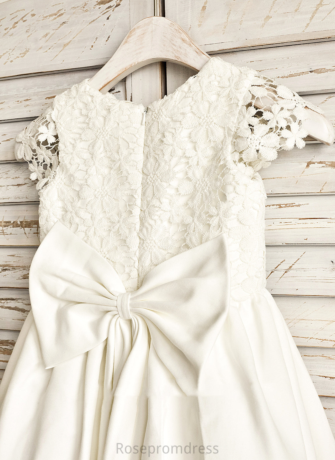 Sleeveless Kristen Flower Girl Dresses Girl Scoop Satin With - Lace/Bow(s) Knee-length A-Line Dress Neck Flower