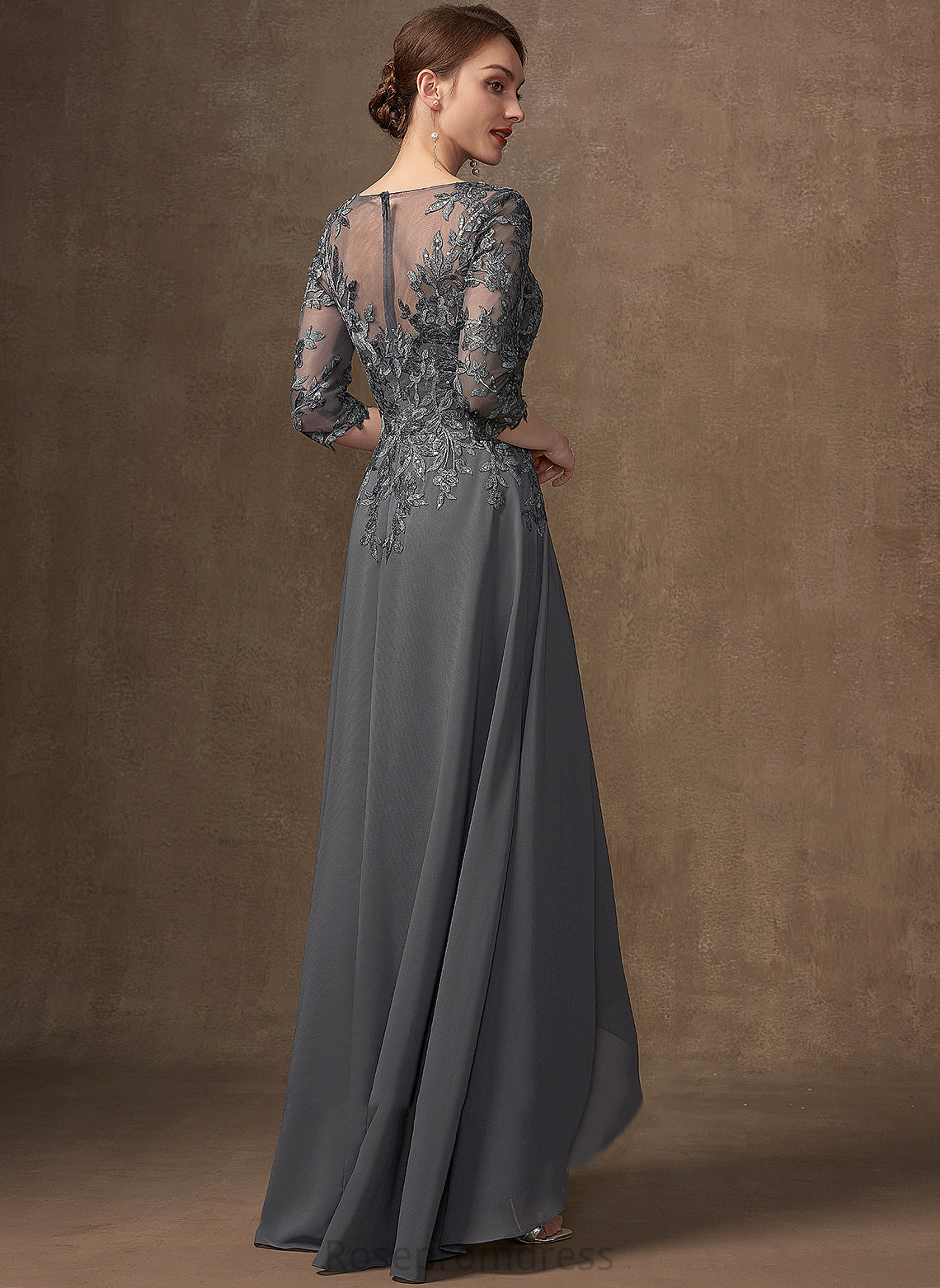 V-neck With Lace of Asymmetrical Sequins the Laurel Bride Mother of the Bride Dresses Dress Mother A-Line Chiffon