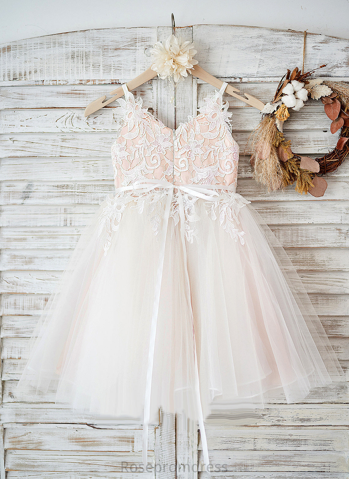 A-Line Sleeveless Isabela Flower Girl Dresses Dress - Girl Tulle/Lace Straps Flower Knee-length