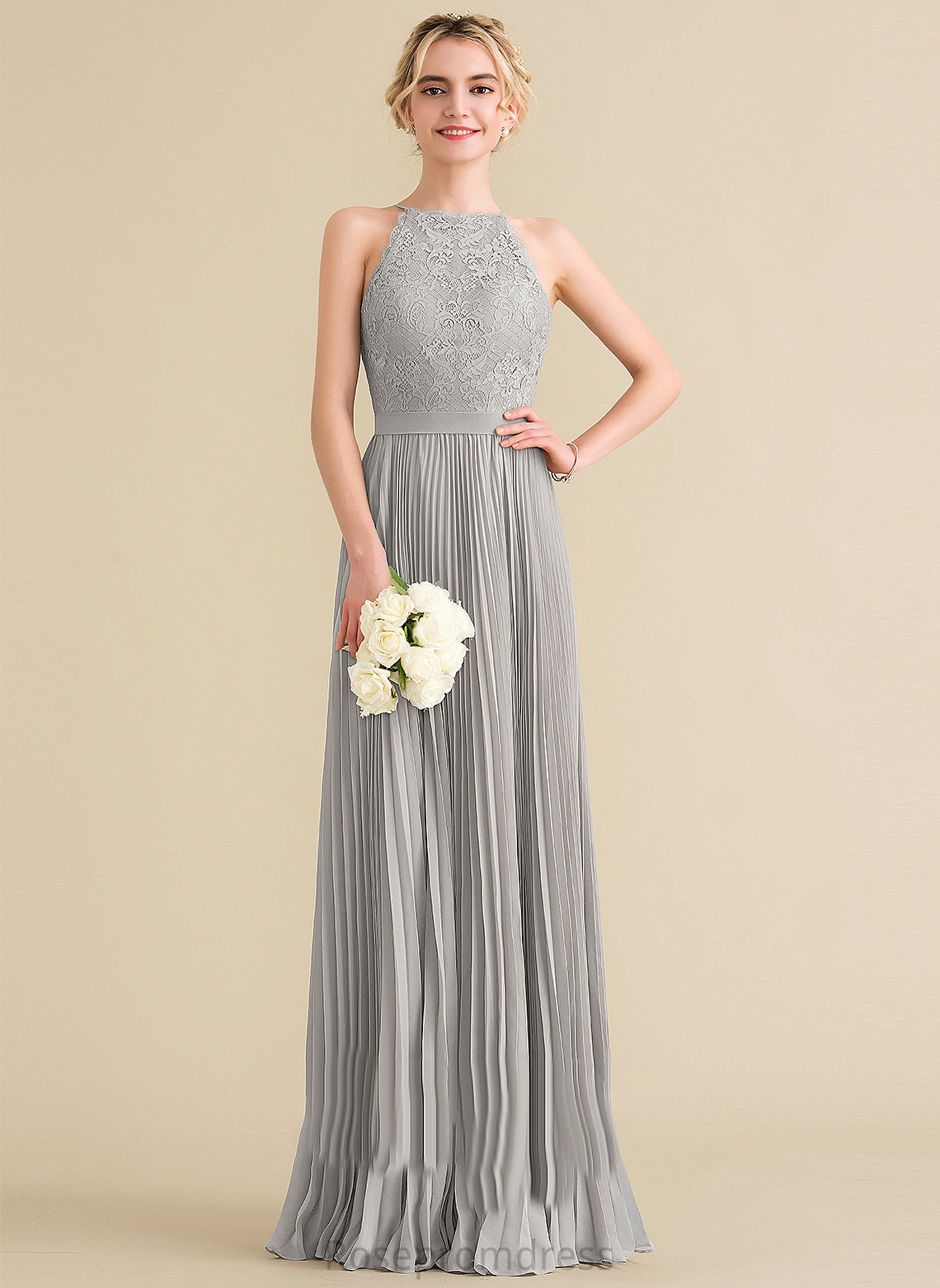 Length Embellishment Fabric Floor-Length A-Line Scoop Neckline Silhouette Pleated Helena Sleeveless Floor Length Bridesmaid Dresses