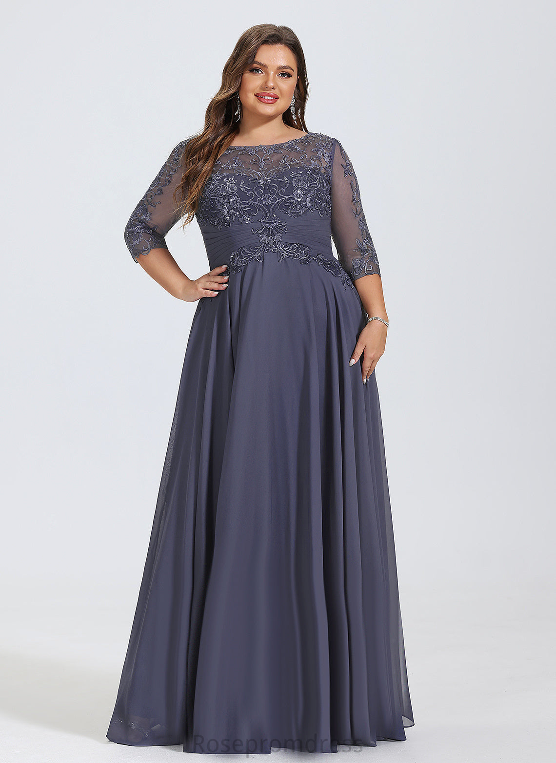 Illusion Lace Floor-Length Pleated Trudie With Prom Dresses A-Line Sequins Scoop Chiffon