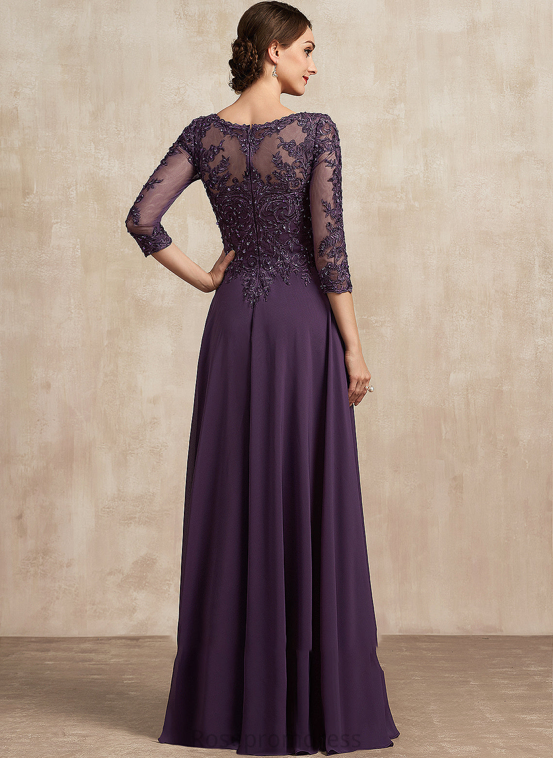 Scoop Sequins the A-Line With Bride Mother of the Bride Dresses Akira Floor-Length Lace Mother Chiffon of Neck Dress