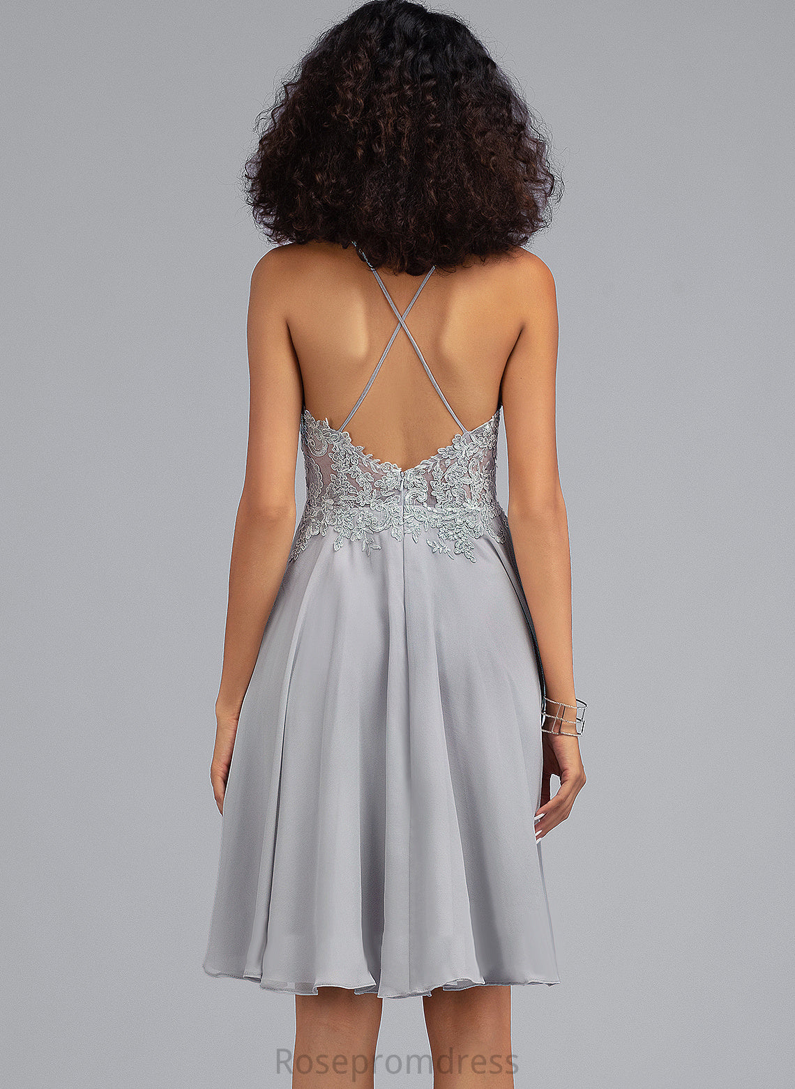 Cocktail Dress Lace Chiffon Neck Knee-Length Sequins With A-Line Cocktail Dresses Briana Scoop