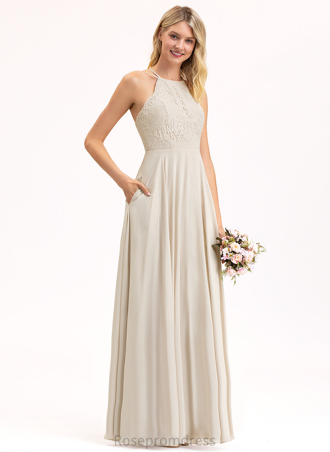 Straps&Sleeves Scoop Silhouette Neckline Floor-Length Fabric Lace Length A-Line Karly V-Neck Floor Length Bridesmaid Dresses