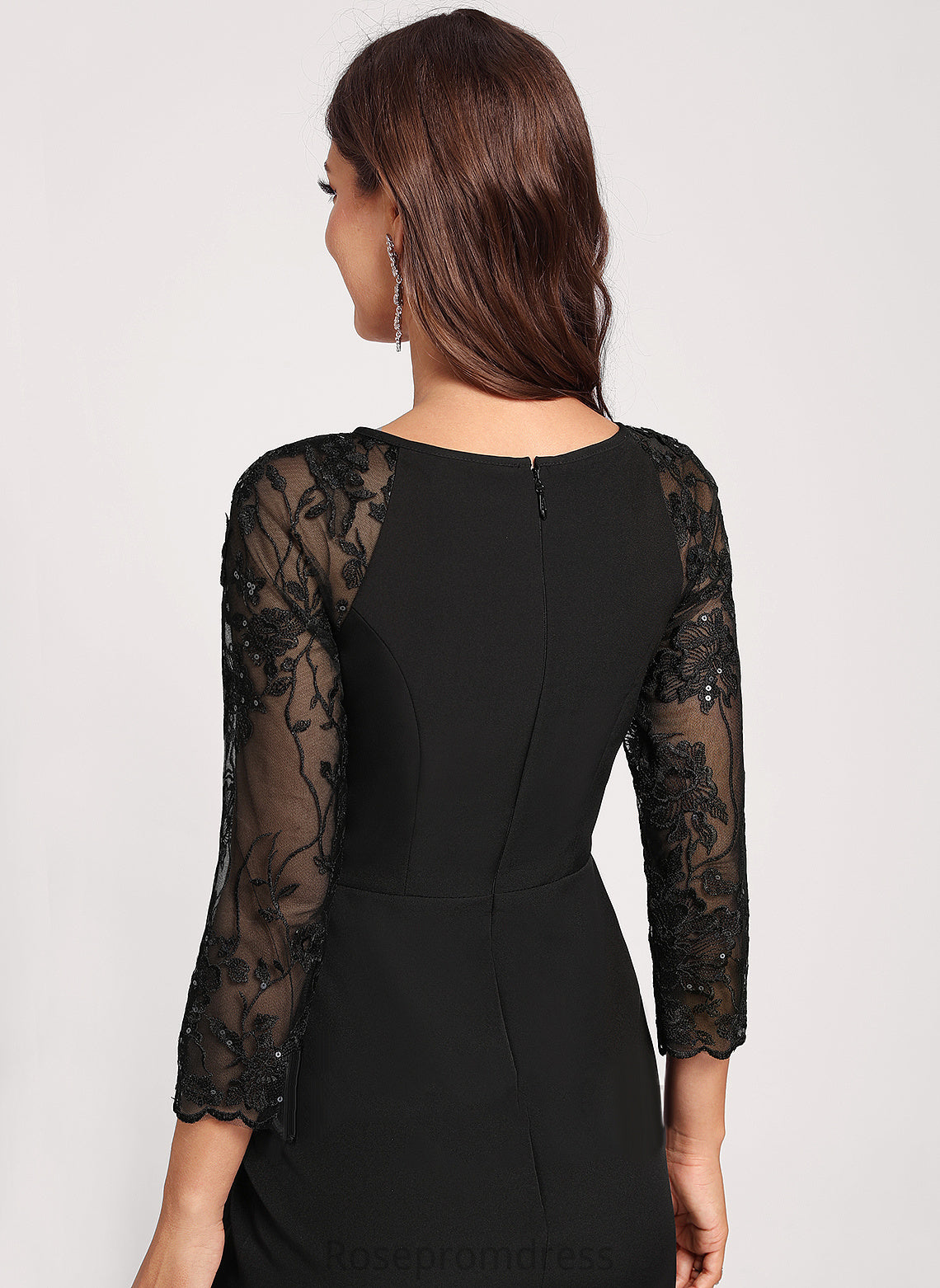 Dress Club Dresses With Neck Cascading Ruffles Cocktail Stretch Asymmetrical Lace Sequins Kiara Bodycon Scoop Crepe