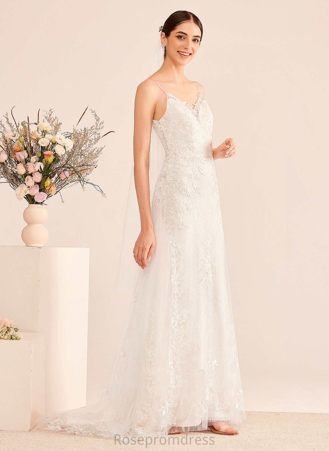 Court A-Line Dress Lace Sequins Tulle Train With Wedding Wedding Dresses V-neck Justine