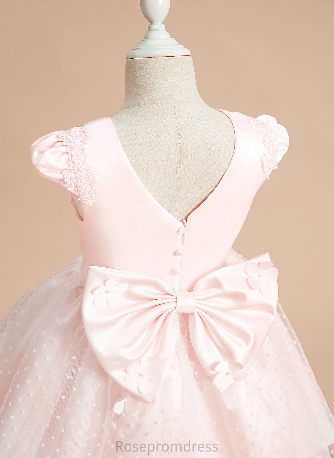 Knee-length - Ball-Gown/Princess Flower Neck Satin/Tulle Elsa Scoop Girl With Bow(s) Sleeveless Dress Flower Girl Dresses