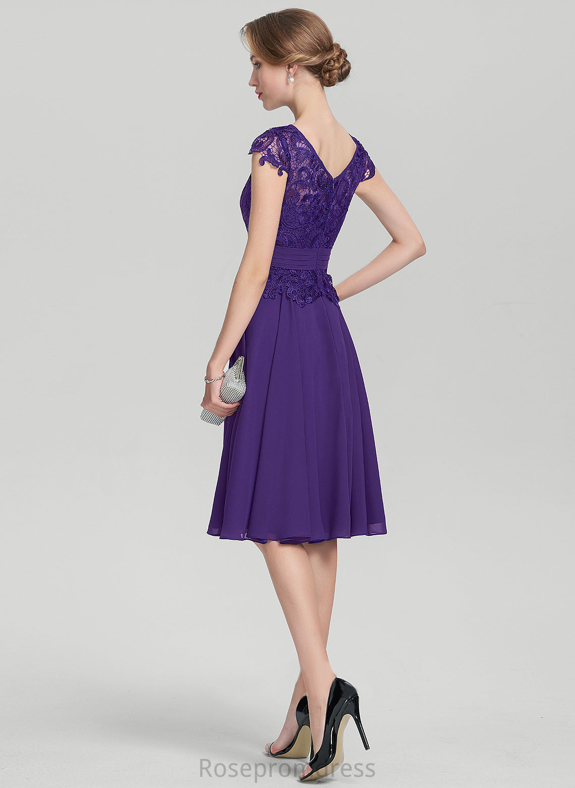 Jessica Knee-Length A-Line With the Beading Dress Scoop Chiffon Mother of the Bride Dresses of Lace Mother Bride Neck