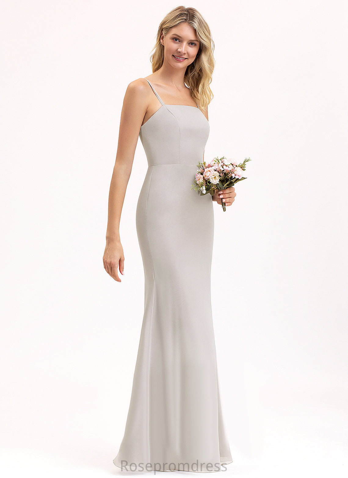 Length Fabric Square Sleeveless Floor-Length Straps&Sleeves SpaghettiStraps BackStyle Neckline Rosemary Natural Waist Floor Length Bridesmaid Dresses