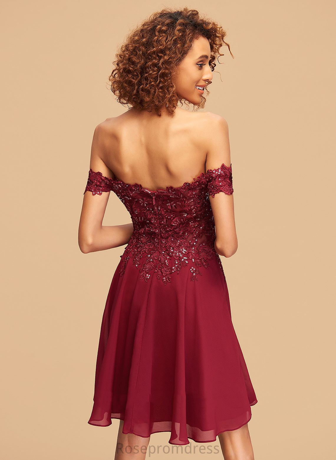 With Homecoming Dresses Off-the-Shoulder Homecoming Carlie Dress Lace Chiffon A-Line Sequins Short/Mini