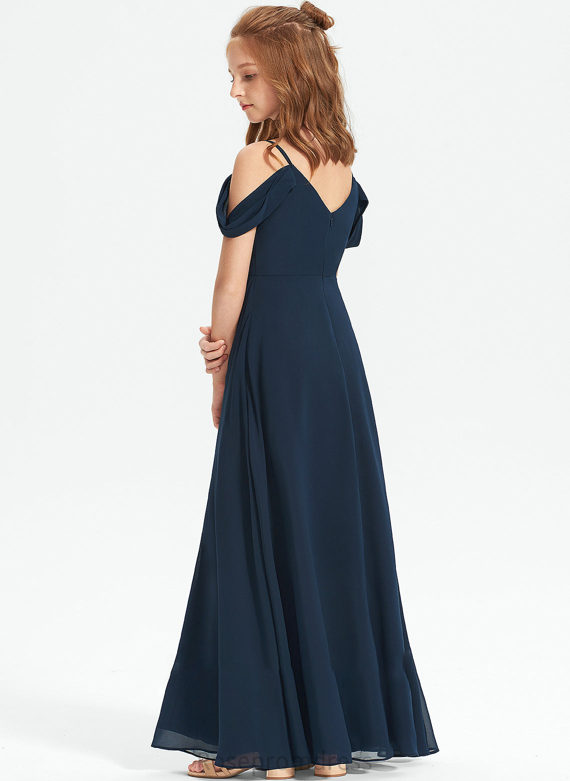 A-Line Chiffon Floor-Length Maria Junior Bridesmaid Dresses Off-the-Shoulder